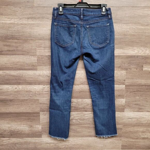 LOFT Curvy Straight Frayed Raw Hem Ankle Jeans Size 25 Womens Blue Medium Wash - Picture 3 of 13